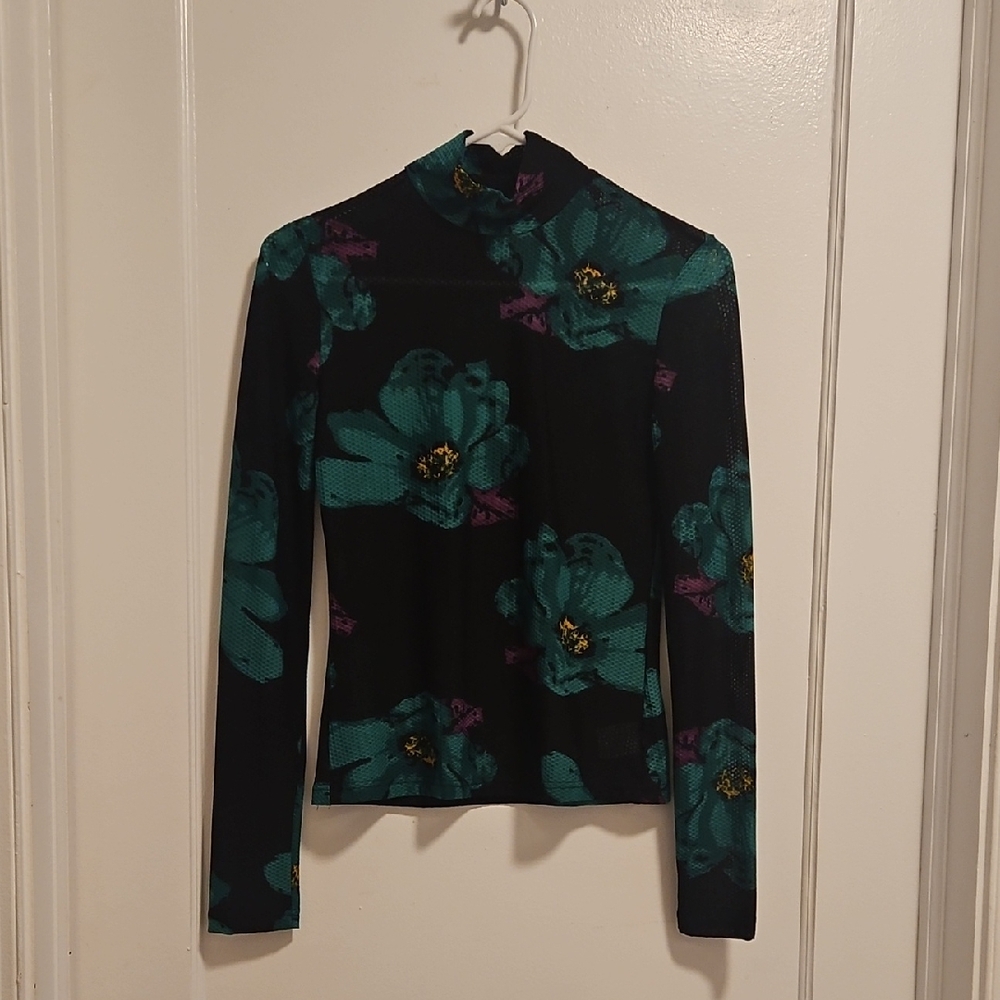 Floral Black and Green Women's LaceTop